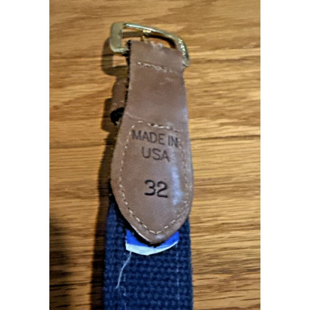 Zep Pro Nautical Design Flag Mens Belt 32 Solid Brass buckle USA Made Preppy